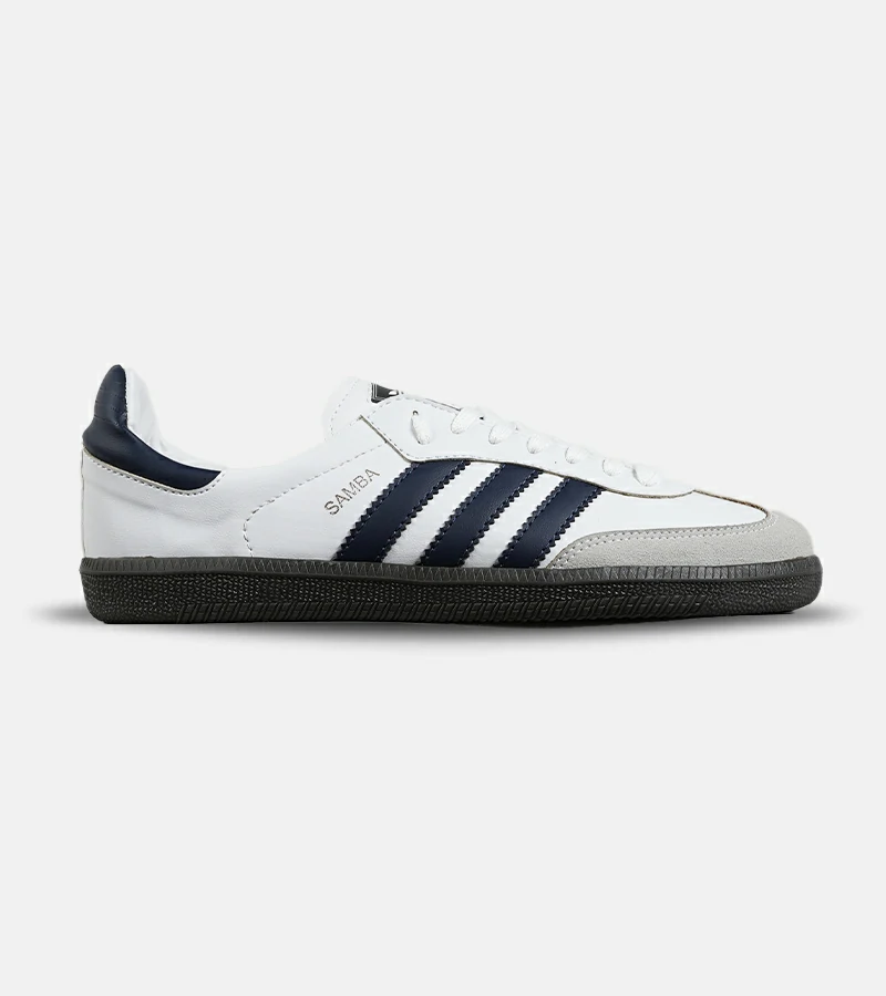 DSC01342.webp کفش کتانی مردانه و زنانه سامبا سفید سرمه ای ADIDAS Samba مدل 7005 - Image 1