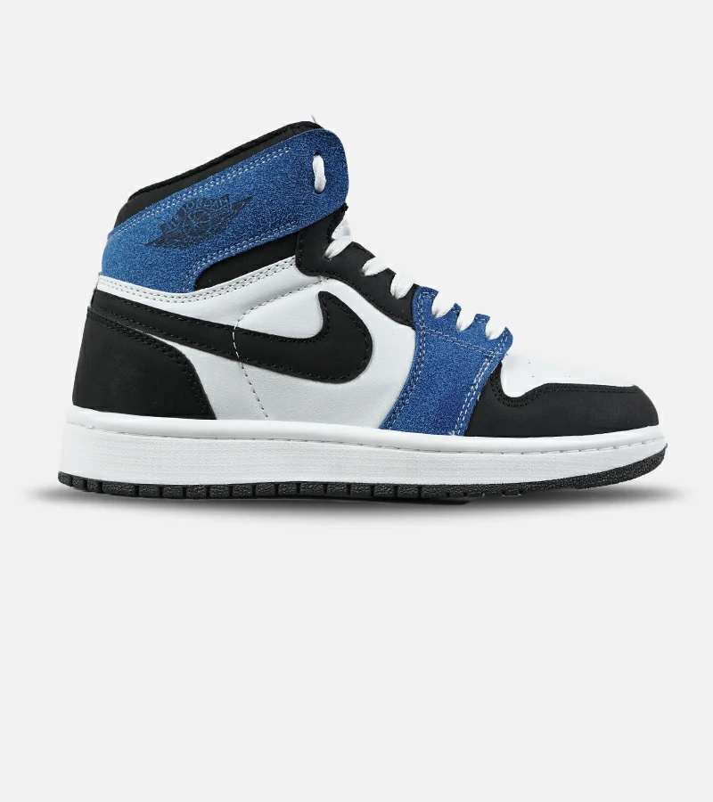 DSC09459.webp کفش کتانی ساقدار مردانه و زنانه آبی سفید مشکی NIKE jordan 1 مدل 7575 - Image 1